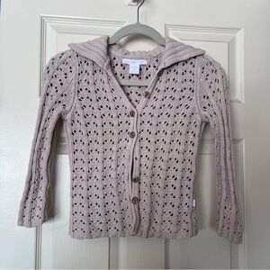 Abercrombie & Fitch Women's M Y2K Beige Knit Crocheted Cardigan with Collar